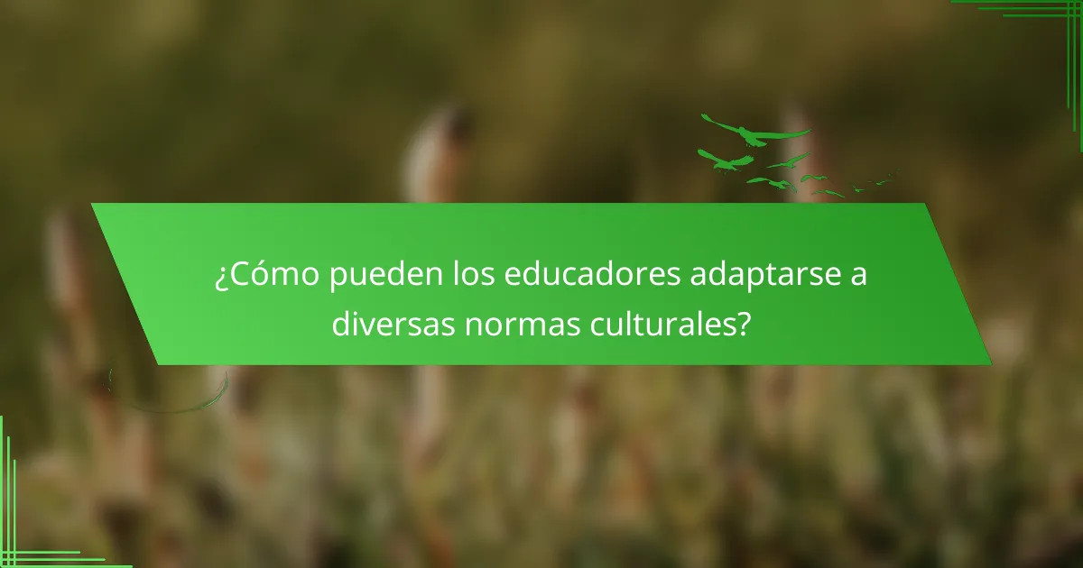 ¿Cómo pueden los educadores adaptarse a diversas normas culturales?