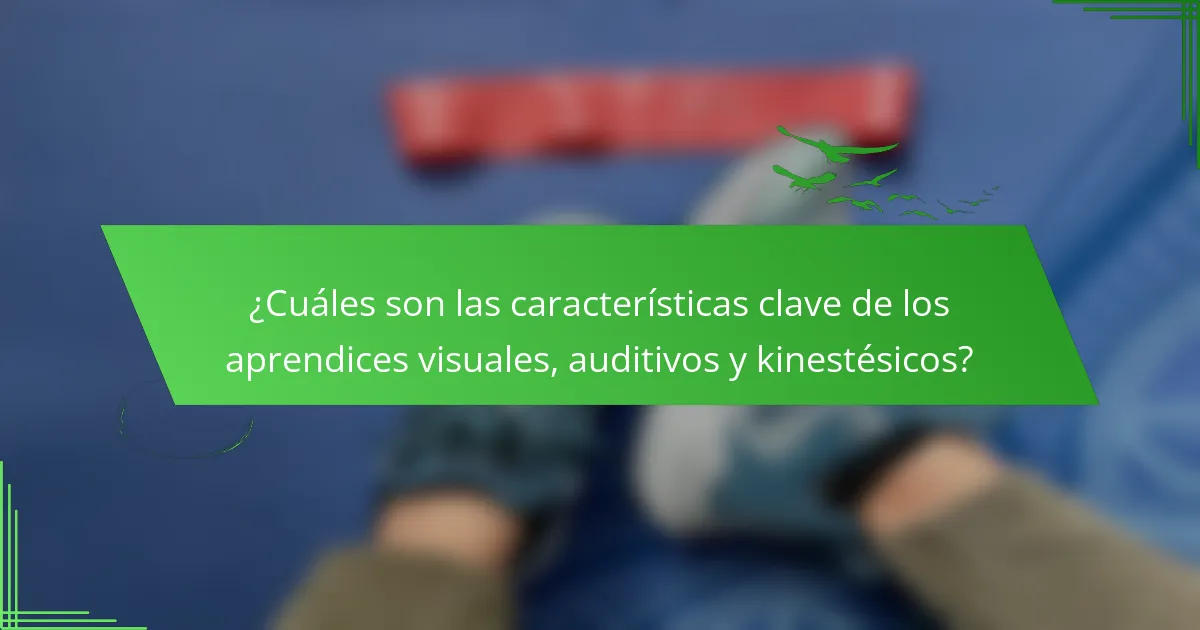 ¿Cuáles son las características clave de los aprendices visuales, auditivos y kinestésicos?