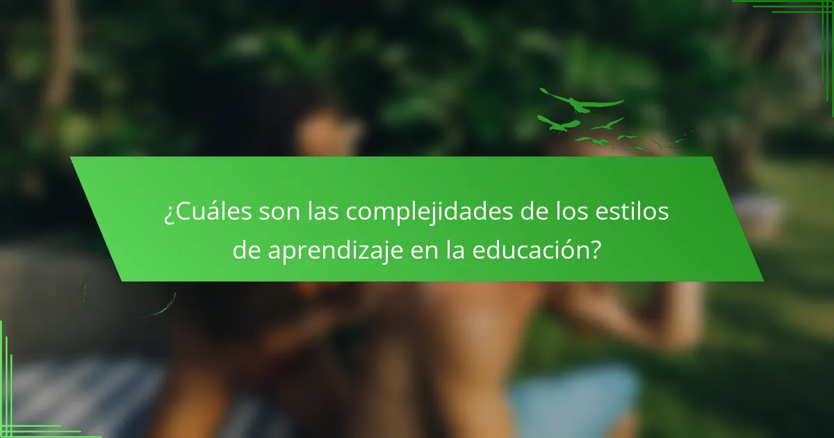¿Cuáles son las complejidades de los estilos de aprendizaje en la educación?