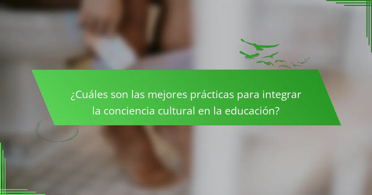 ¿Cuáles son las mejores prácticas para integrar la conciencia cultural en la educación?