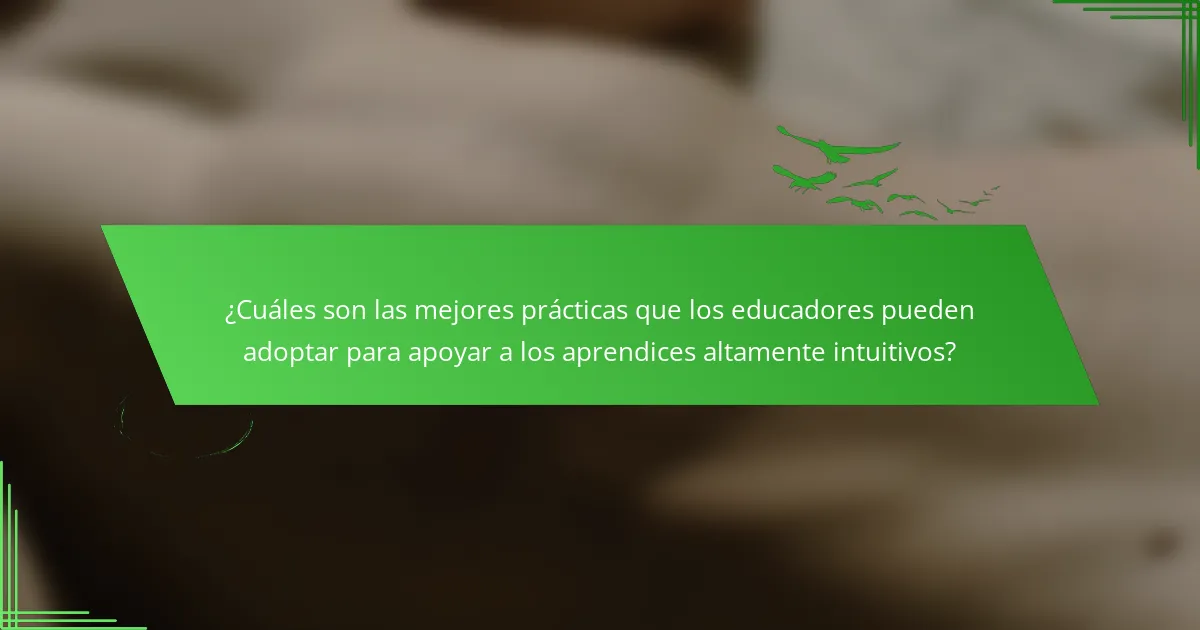 ¿Cuáles son las mejores prácticas que los educadores pueden adoptar para apoyar a los aprendices altamente intuitivos?