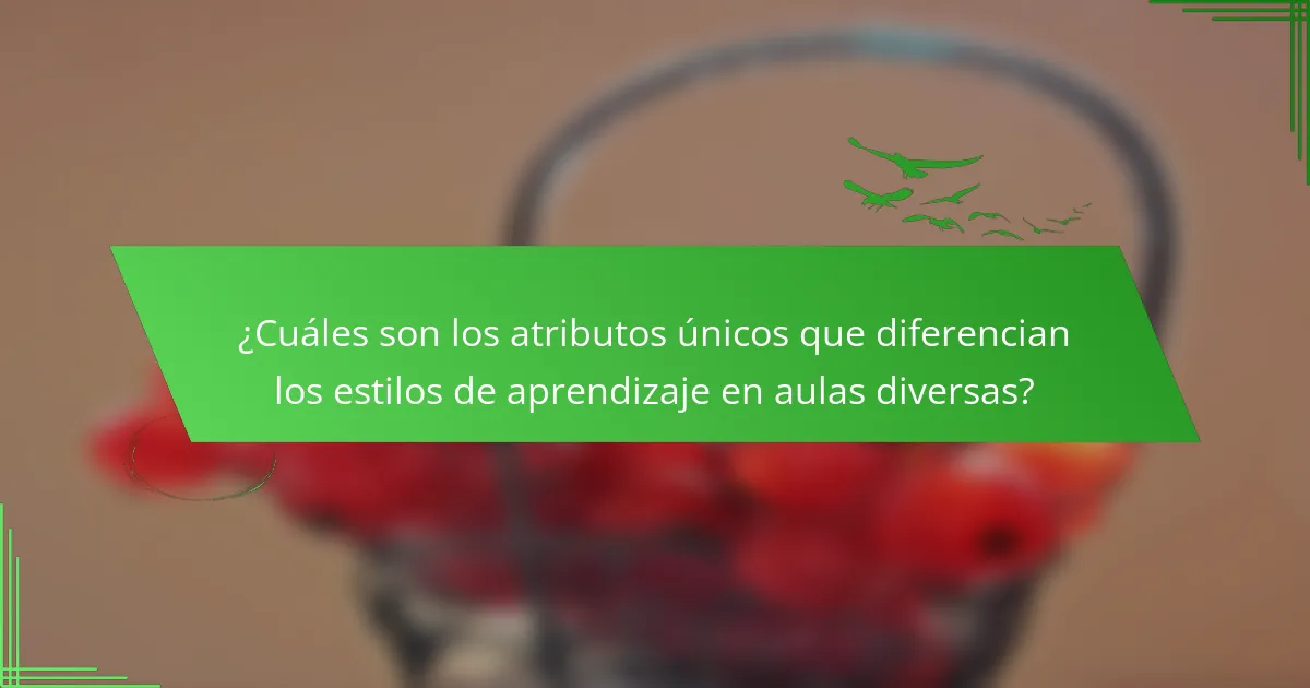 ¿Cuáles son los atributos únicos que diferencian los estilos de aprendizaje en aulas diversas?