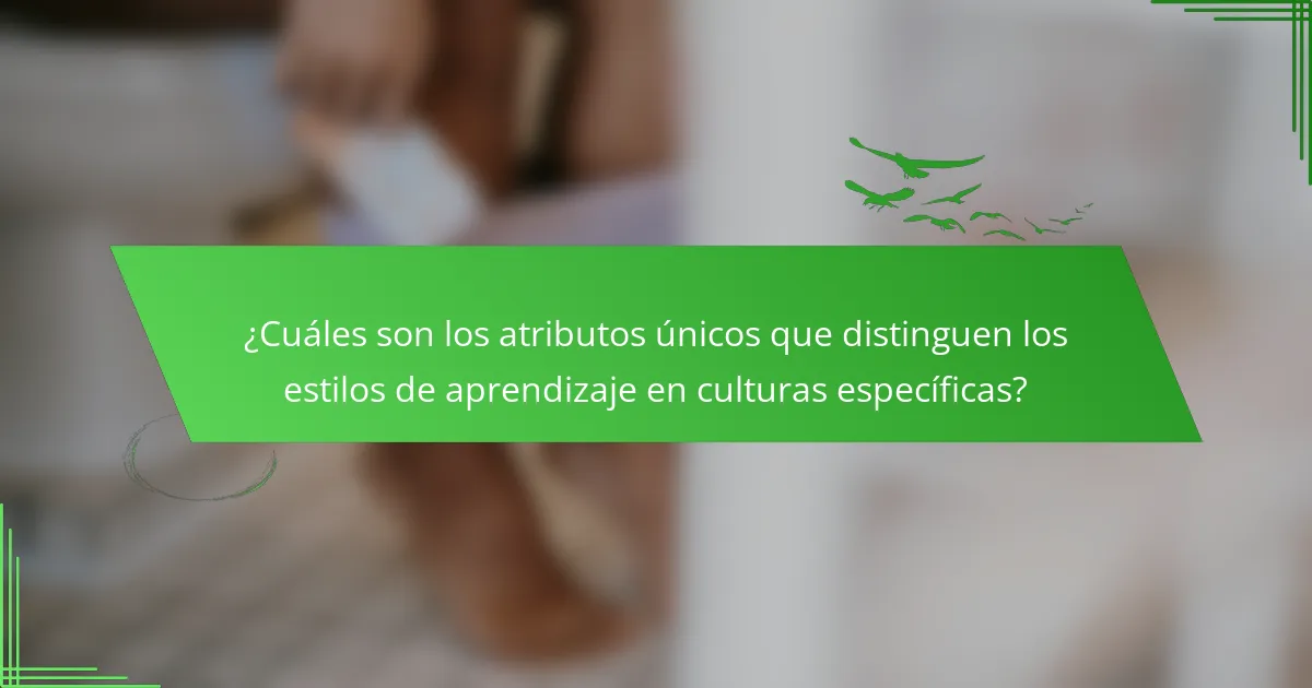 ¿Cuáles son los atributos únicos que distinguen los estilos de aprendizaje en culturas específicas?