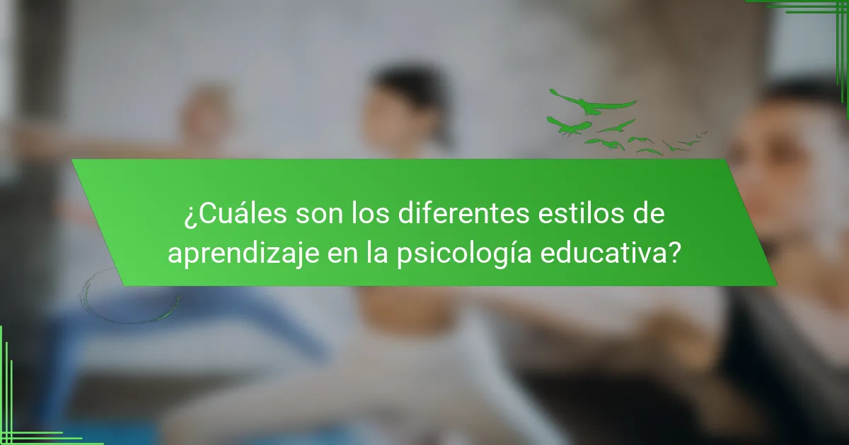 ¿Cuáles son los diferentes estilos de aprendizaje en la psicología educativa?