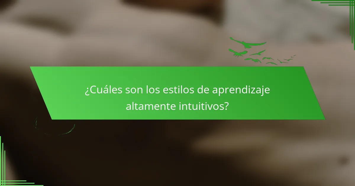 ¿Cuáles son los estilos de aprendizaje altamente intuitivos?