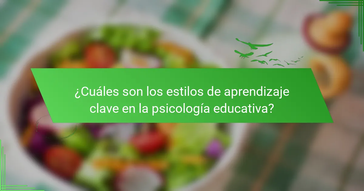 ¿Cuáles son los estilos de aprendizaje clave en la psicología educativa?