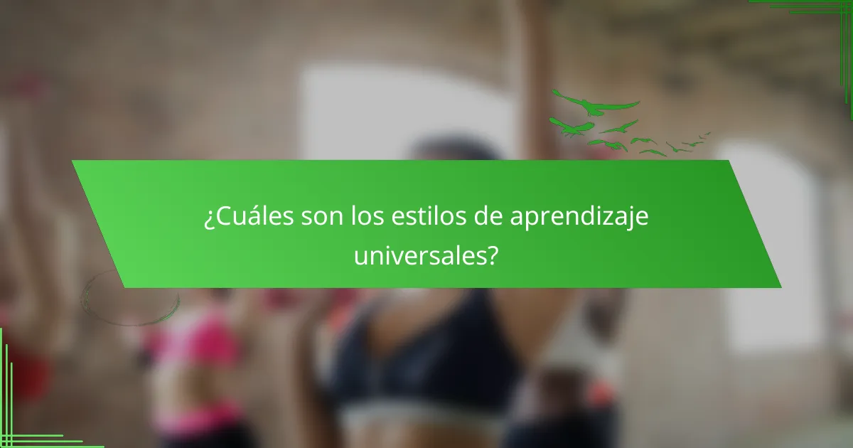 ¿Cuáles son los estilos de aprendizaje universales?