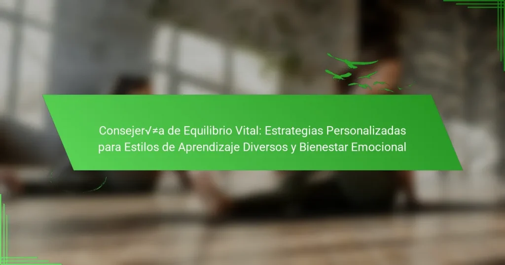 Consejería de Equilibrio Vital: Estrategias Personalizadas para Estilos de Aprendizaje Diversos y Bienestar Emocional