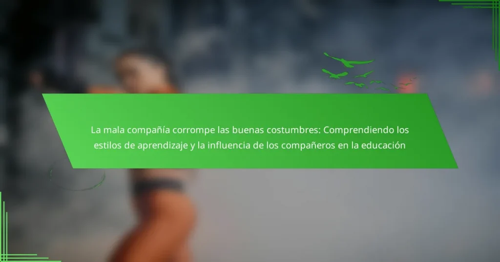 La mala compañía corrompe las buenas costumbres: Comprendiendo los estilos de aprendizaje y la influencia de los compañeros en la educación