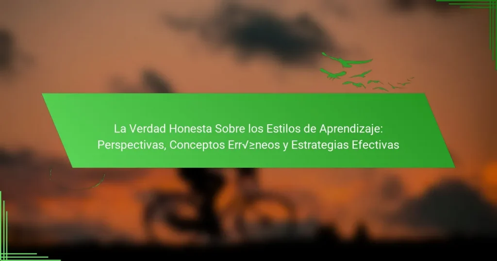 La Verdad Honesta Sobre los Estilos de Aprendizaje: Perspectivas, Conceptos Erróneos y Estrategias Efectivas