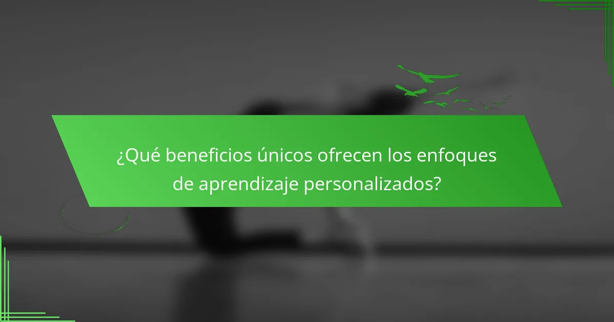 ¿Qué beneficios únicos ofrecen los enfoques de aprendizaje personalizados?