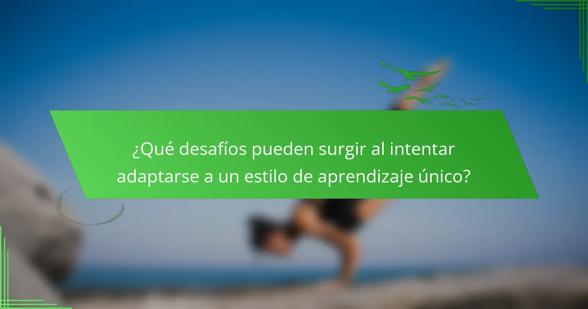 ¿Qué desafíos pueden surgir al intentar adaptarse a un estilo de aprendizaje único?