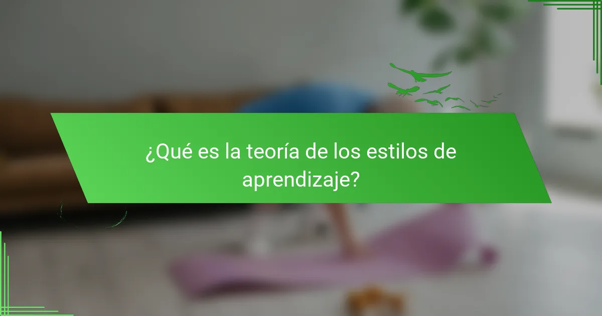 ¿Qué es la teoría de los estilos de aprendizaje?